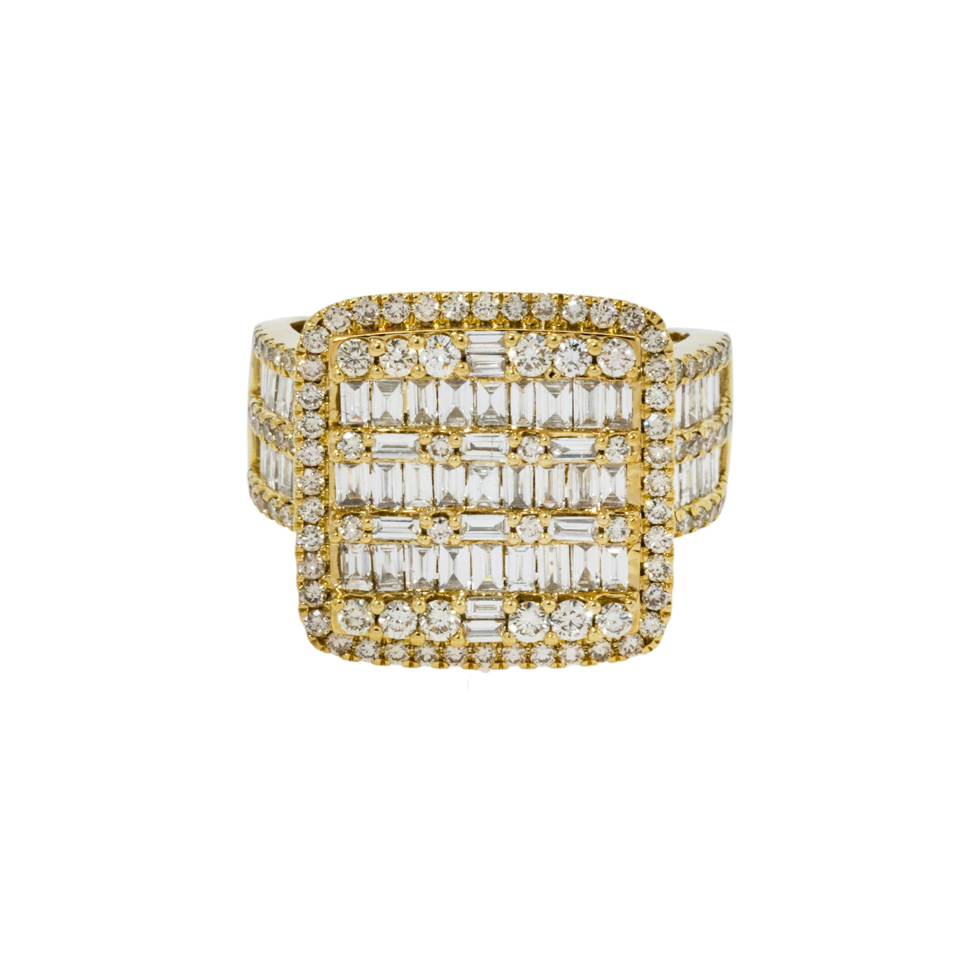 14K GOLD BAGUETTE DIAMOND SQUARE RING 3.15 CT