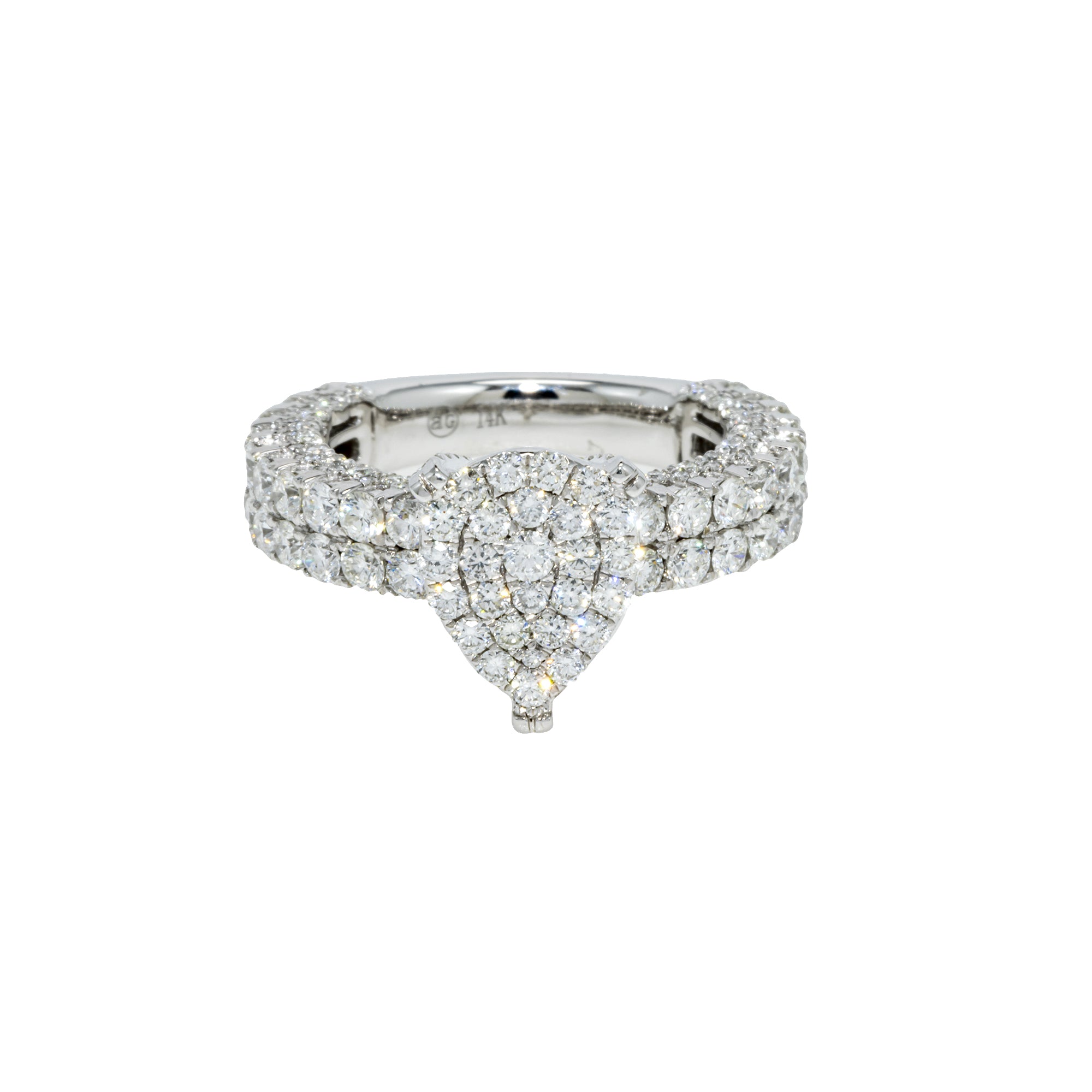 14K GOLD PEAR DIAMOND CLUSTER ENGAGEMENT RING 2.65 CTW