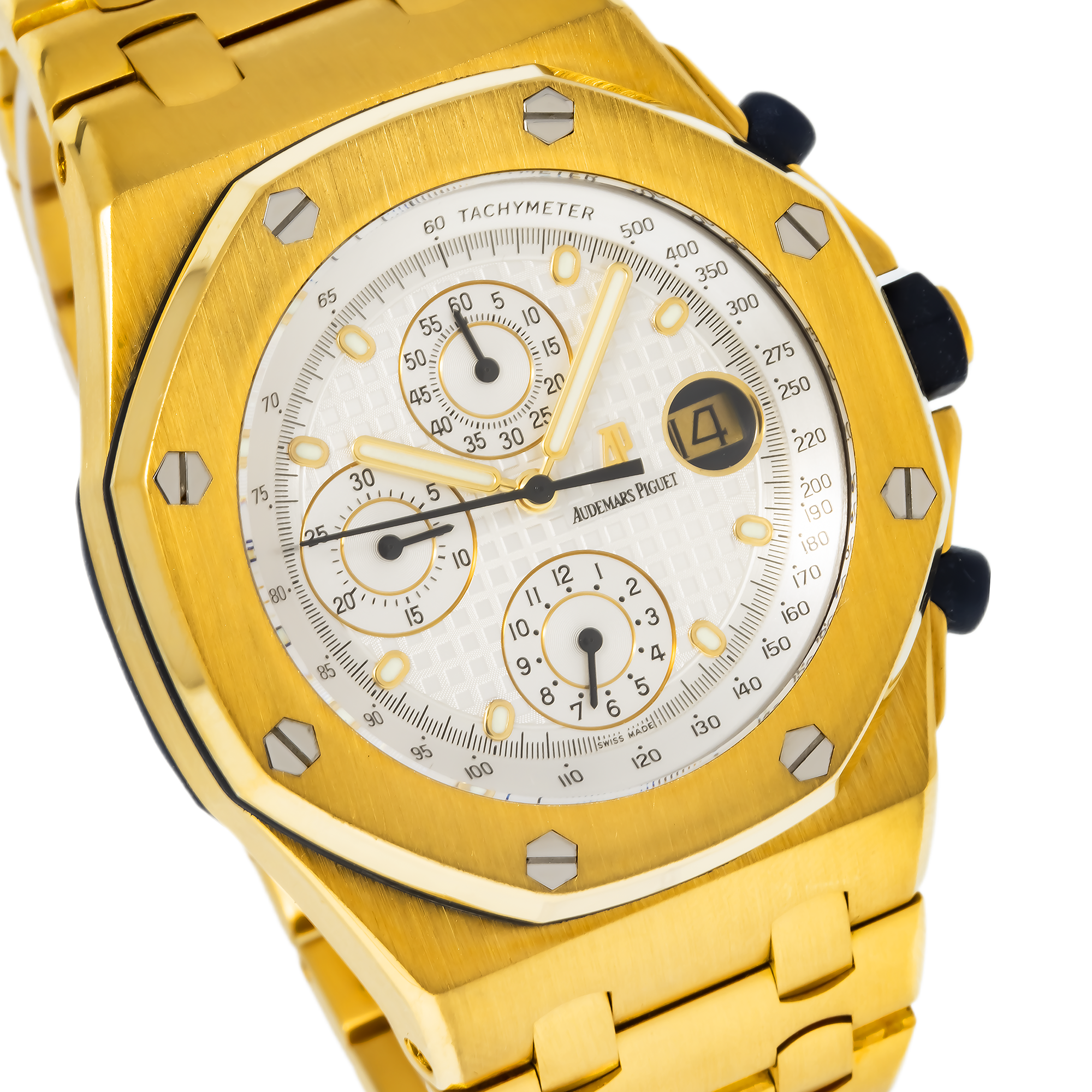 Audemars Piguet Royal Oak Offshore Chronograph 42MM 67650ST.OO.1261ST.01 White Dial Yellow Gold Bezel 18K Yellow Gold Bracelet