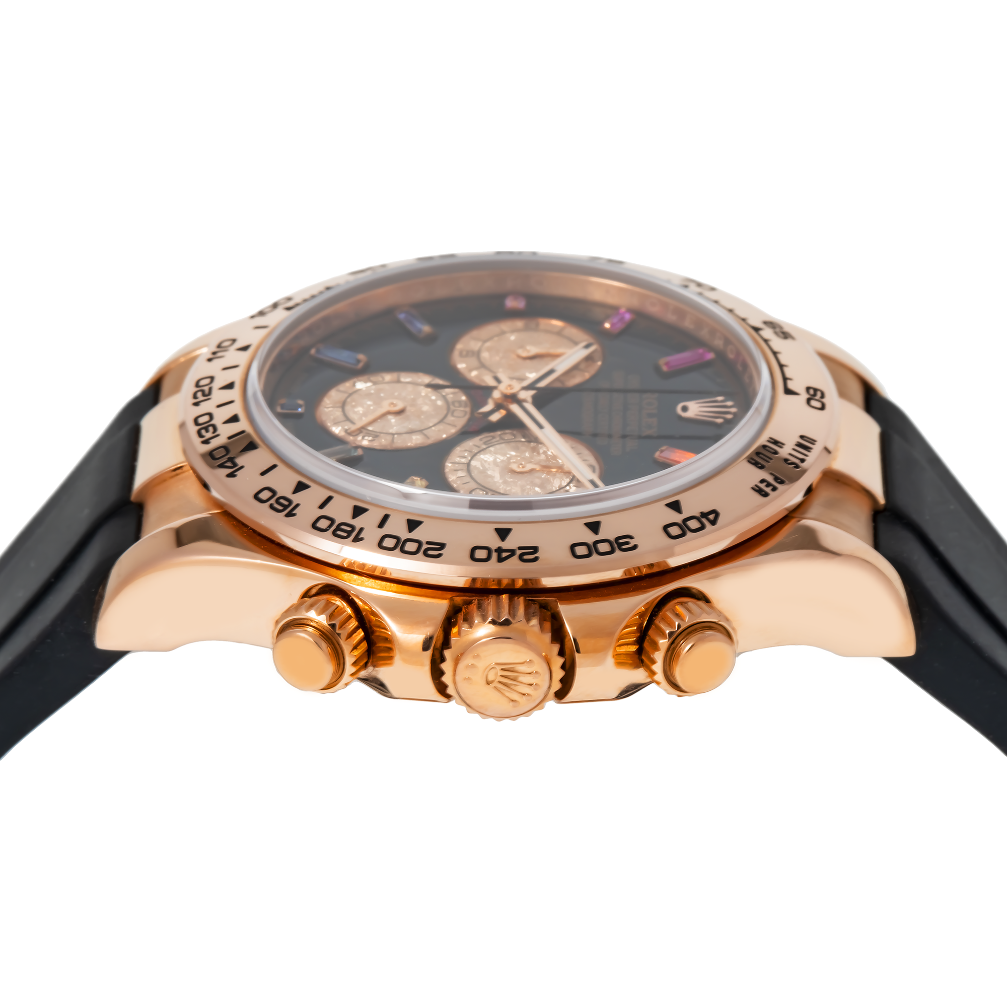 Rolex Cosmograph Daytona 40MM 116515LN Black Rainbow Hour Diamond Dial Tachymeter Bezel Black Rubber Strap