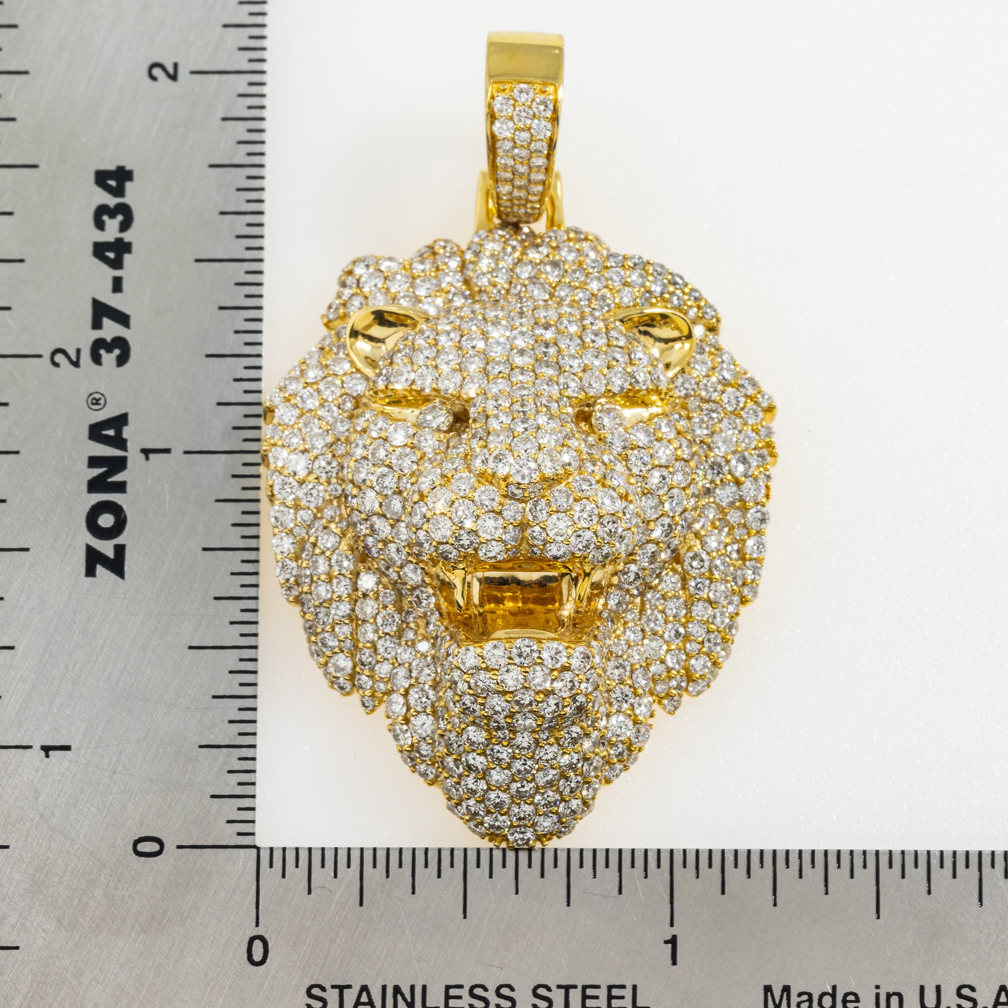 14K GOLD DIAMOND LION HEAD PENDANT 7.50 CTW
