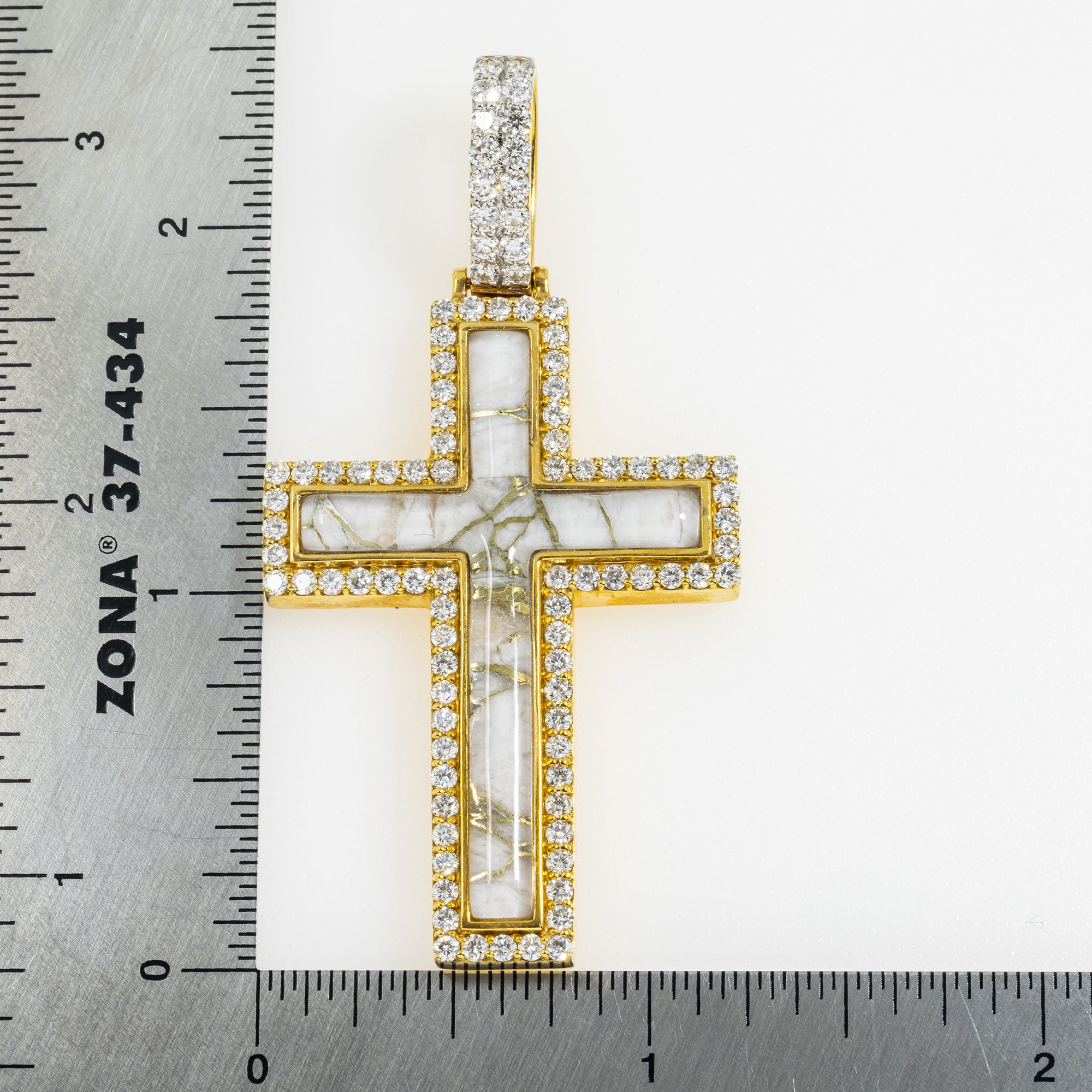 10K GOLD DIAMOND AND QUARTZ CROSS PENDANT 2.20 CT