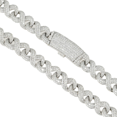 10K GOLD DIAMOND 12.5MM INFINTY LINK CHAIN 26.00 CT