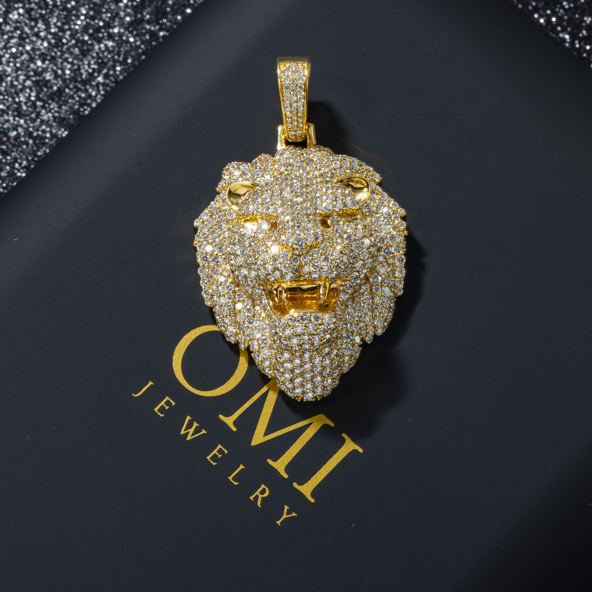 14K GOLD DIAMOND LION HEAD PENDANT 7.50 CTW