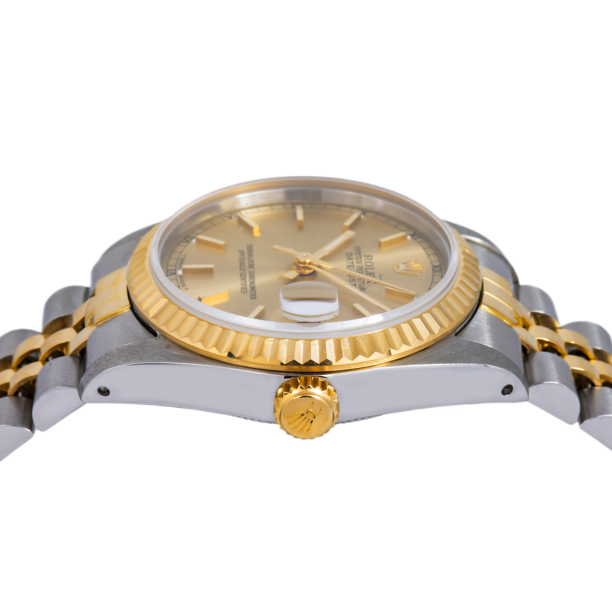 Rolex Datejust 31MM 6824 Champagne Dial Fluted Bezel Two Tone Yellow Gold Jubilee Bracelet