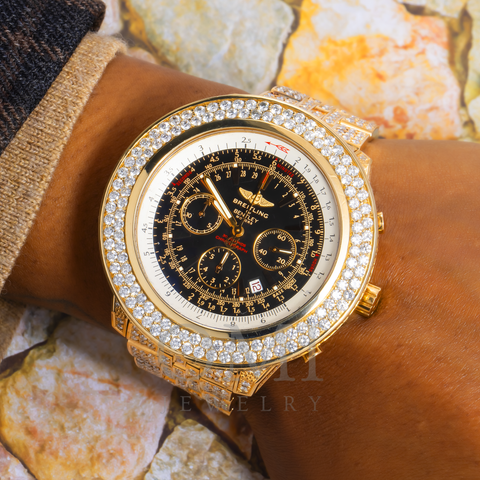 Breitling Bentley Chronograph Motors T H25363 Men's 48mm Rose Gold Diamond Watch