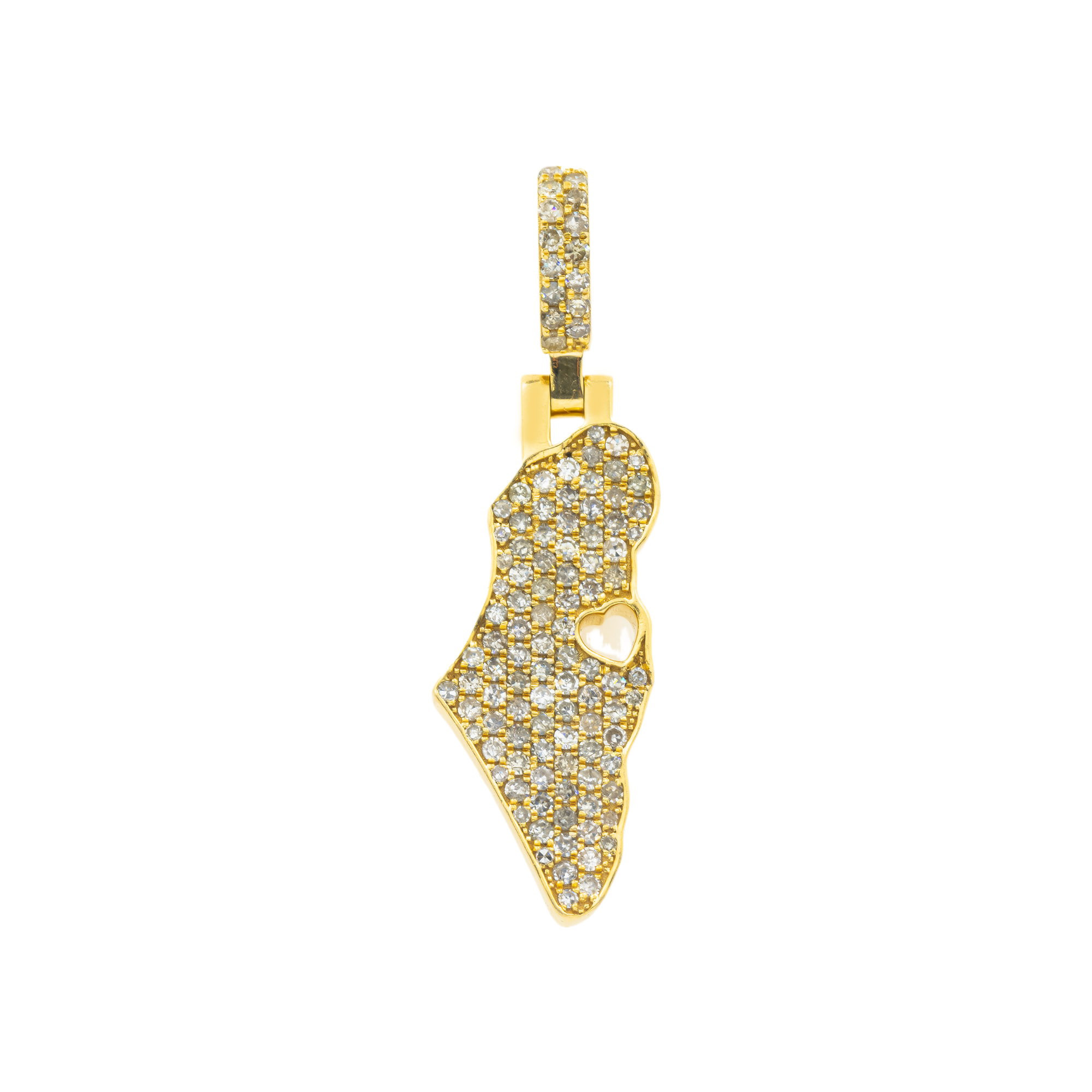 14K GOLD ROUND DIAMOND ISRAEL WITH HEART PENDANT 1.01 CT