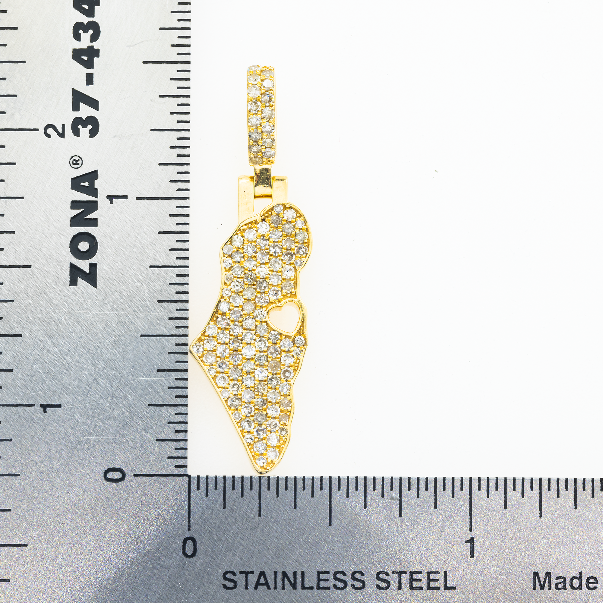 14K GOLD ROUND DIAMOND ISRAEL WITH HEART PENDANT 1.01 CT