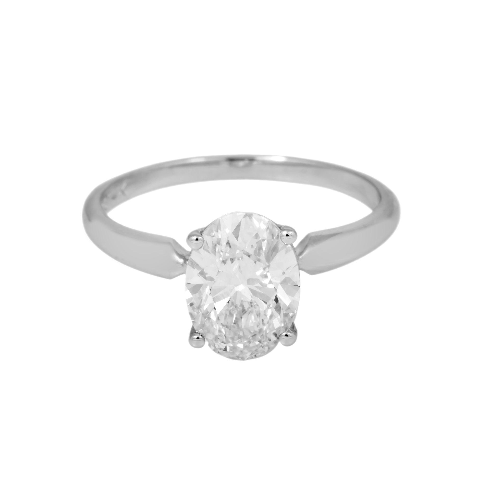 14K GOLD SOLITAIRE OVAL LAB DIAMOND ENGAGEMENT RING 2.01 CT