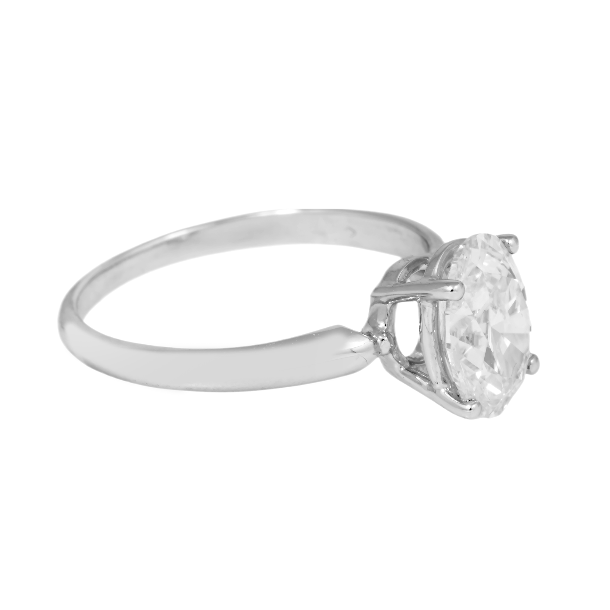 14K GOLD SOLITAIRE OVAL LAB DIAMOND ENGAGEMENT RING 2.01 CT