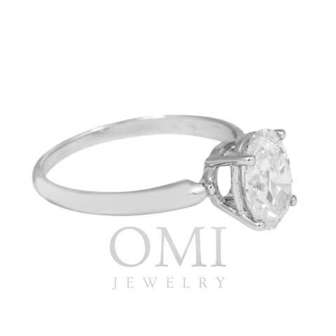 14K GOLD SOLITAIRE OVAL LAB DIAMOND ENGAGEMENT RING 2.01 CT