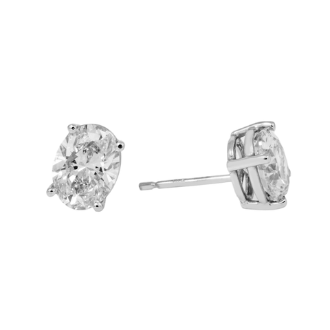 14K GOLD OVAL LAB DIAMOND STUD EARRINGS 1.00 CTW