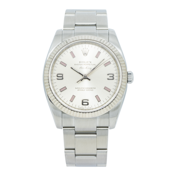 Rolex Air-King 34MM 114234 Silver Arabic Dial Fluted Bezel