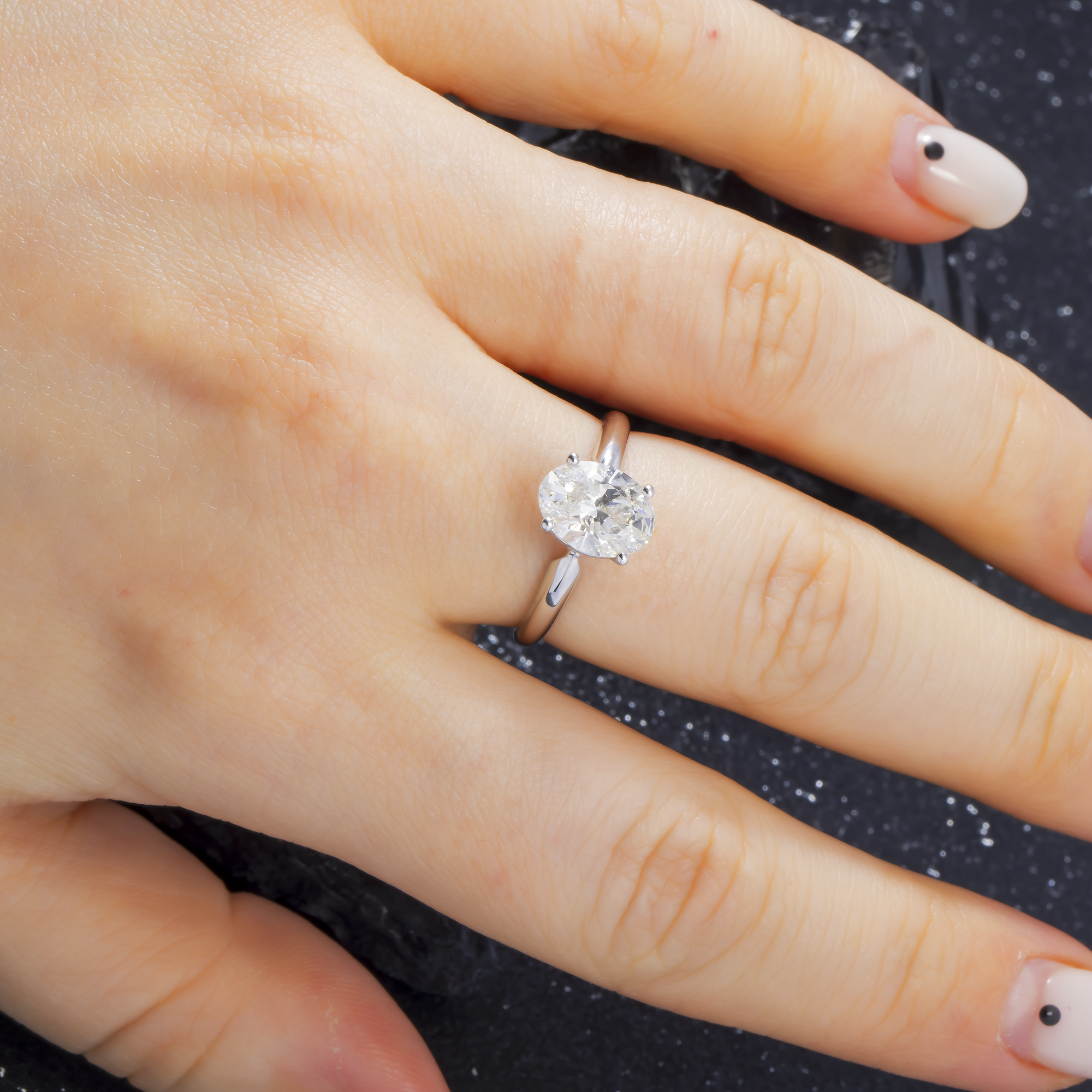 14K GOLD SOLITAIRE OVAL LAB DIAMOND ENGAGEMENT RING 2.01 CT