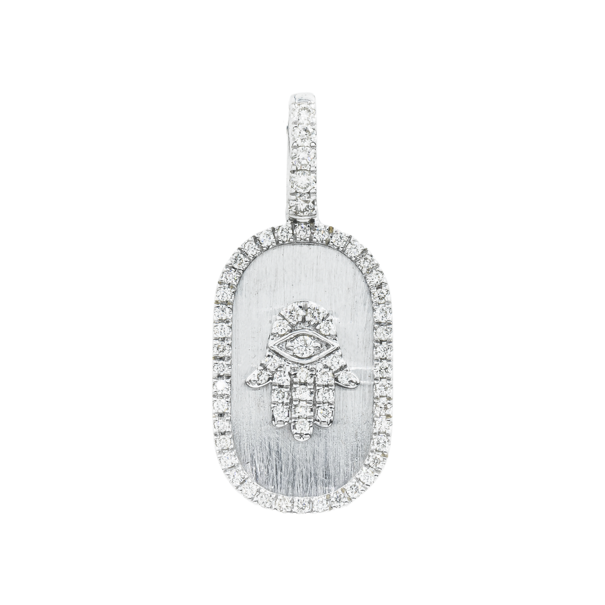 14K GOLD ROUND DIAMOND CLUSTER HAMSA PENDANT 0.40 CT
