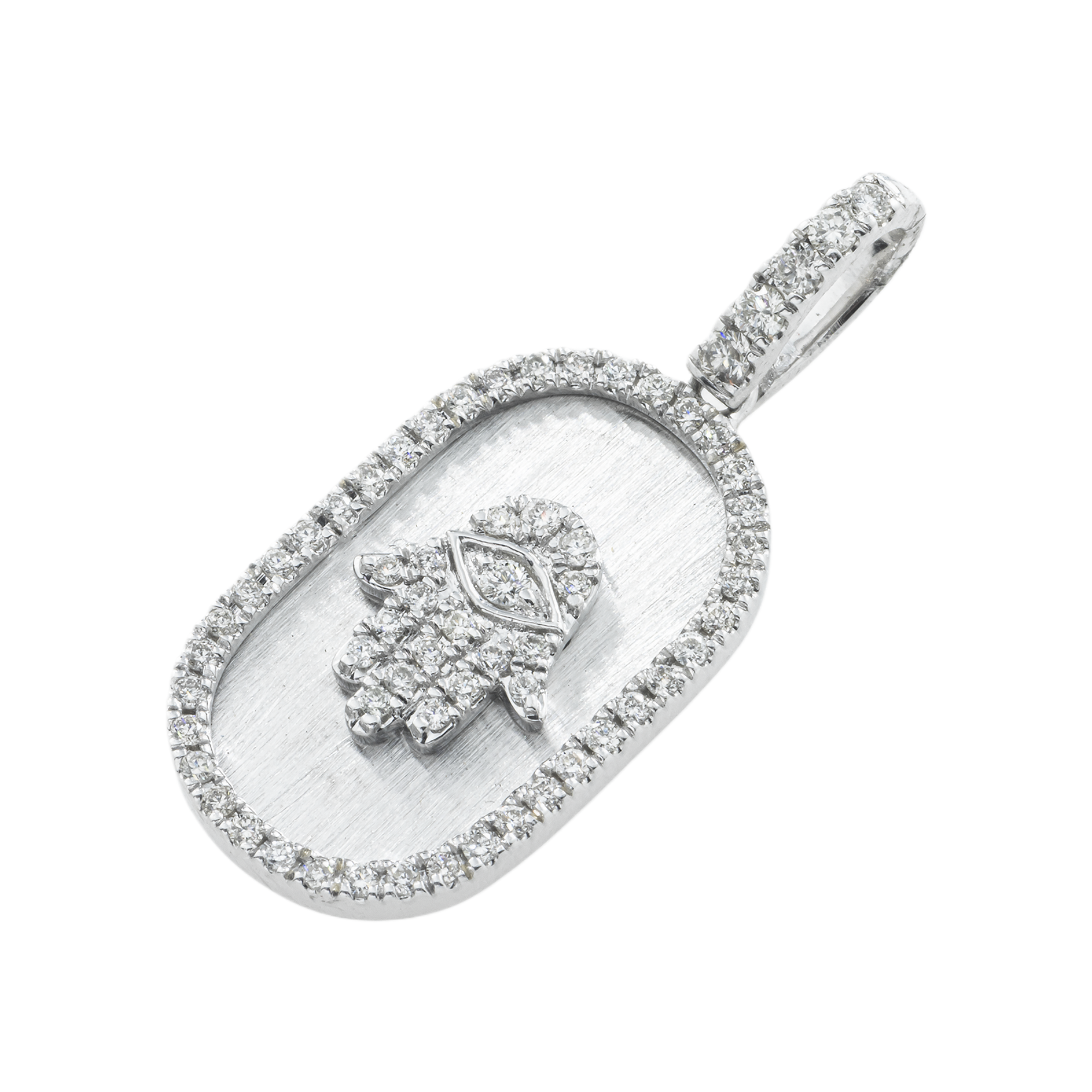 14K GOLD ROUND DIAMOND CLUSTER HAMSA PENDANT 0.40 CT