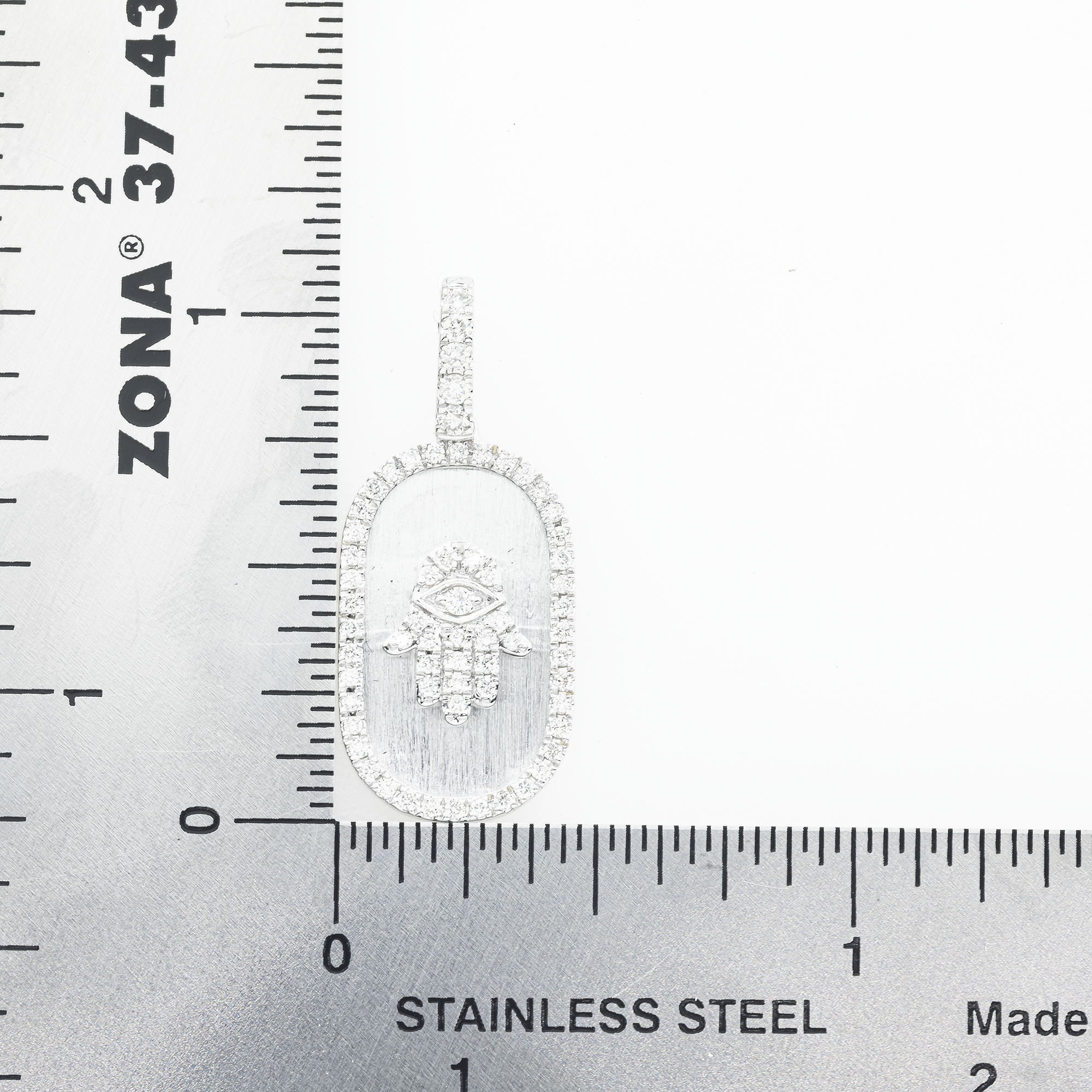 14K GOLD ROUND DIAMOND CLUSTER HAMSA PENDANT 0.40 CT