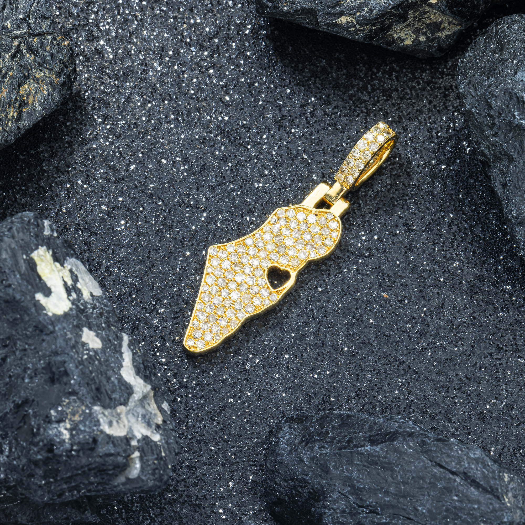 14K GOLD ROUND DIAMOND ISRAEL WITH HEART PENDANT 1.01 CT