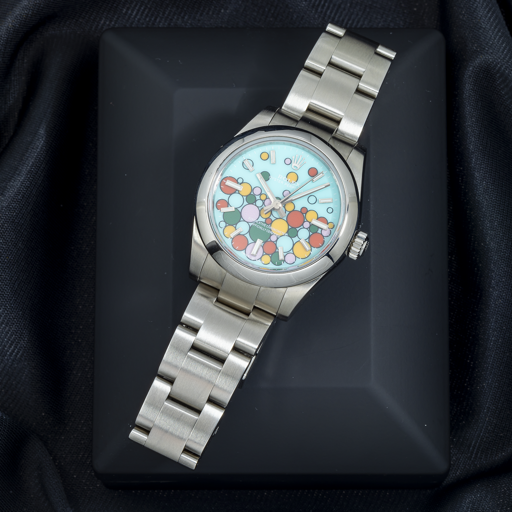 Rolex Oyster Perpetual 31MM 277200 Turquoise Celebration Dial Smooth Bezel Stainless Steel Oyster Bracelet
