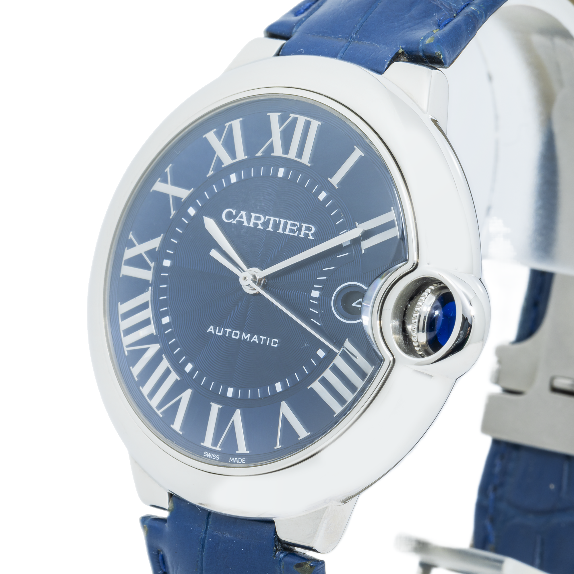 Cartier Ballon Bleu de Cartier WSBB0027 42MM Blue Guilloché Dial With Blue Alligator Strap