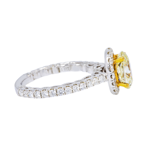 18K GOLD OVAL YELLOW LAB DIAMOND CLUSTER HALO ENGAGEMENT RING 2.99 CTW