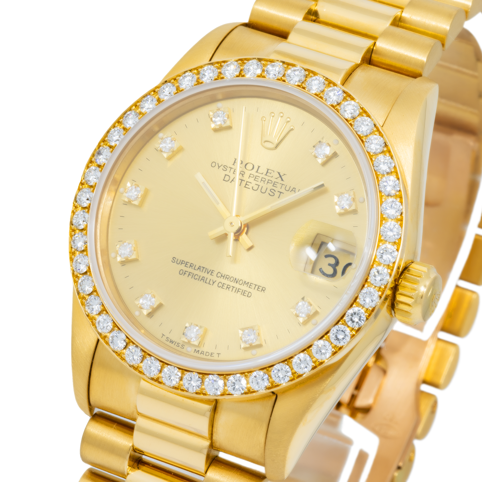 Rolex Datejust 31MM 68278 Champagne Diamond Dial Diamond Bezel 18K