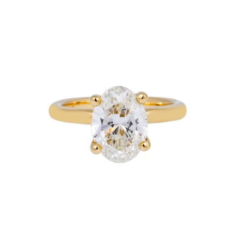 14K GOLD SOLITAIRE OVAL LAB DIAMOND ENGAGEMENT RING 2.63 CTW