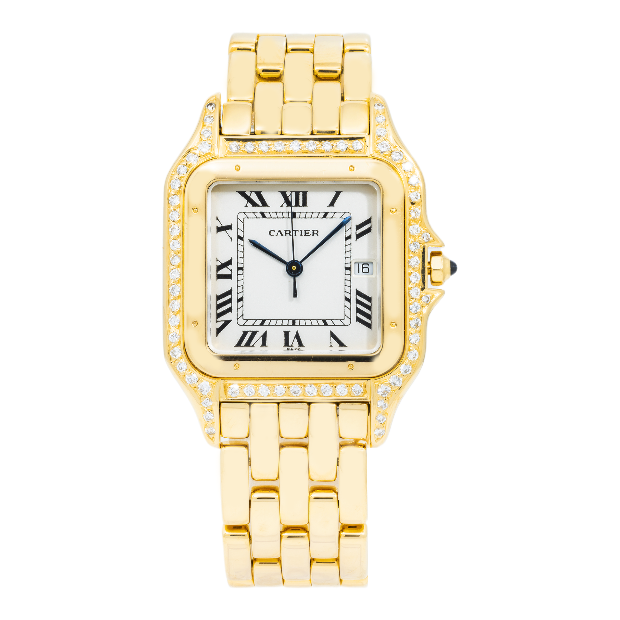 Cartier Panthère 27MM W25014B9 Silver Roman Dial Yellow Gold Bezel 18K Yellow Gold Bracelet