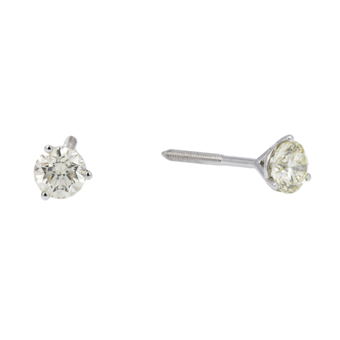 14K GOLD YELLOW SOLITAIRE LAB DIAMOND STUD EARRINGS 0.38 CTW