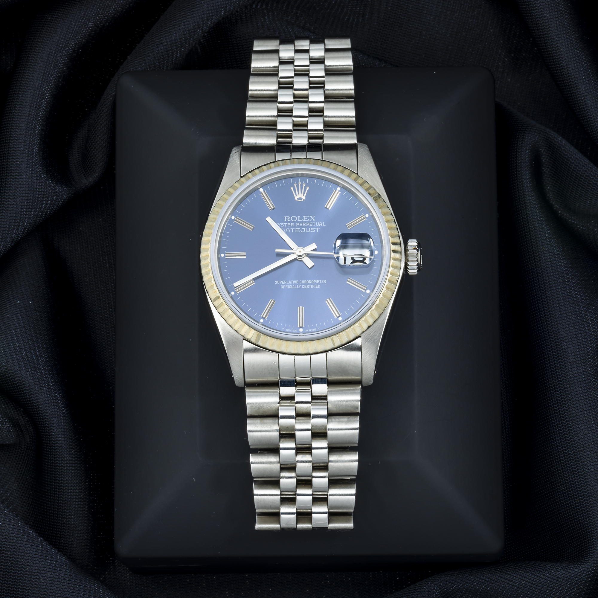 Rolex Datejust 36MM 16014 Blue Dial Fluted Bezel Stainless Steel Jubilee Bracelet