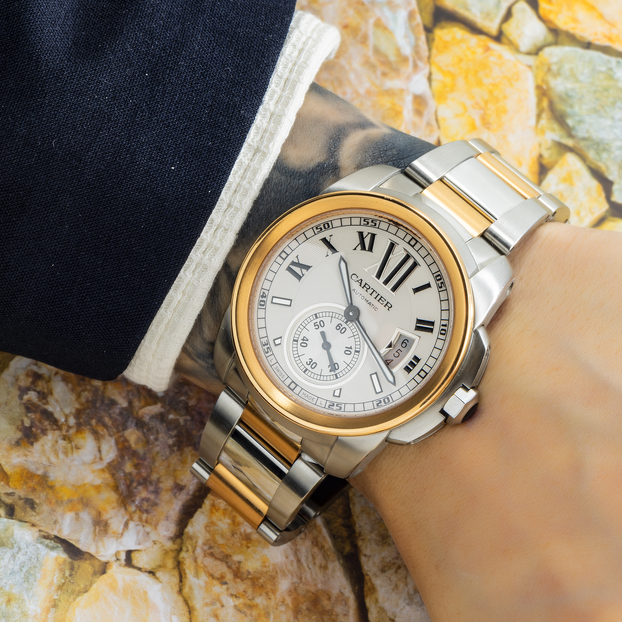 Cartier Calibre de Cartier W7100036 42MM White Dial Dial With Stainless Steel And Rose Gold Bracelet