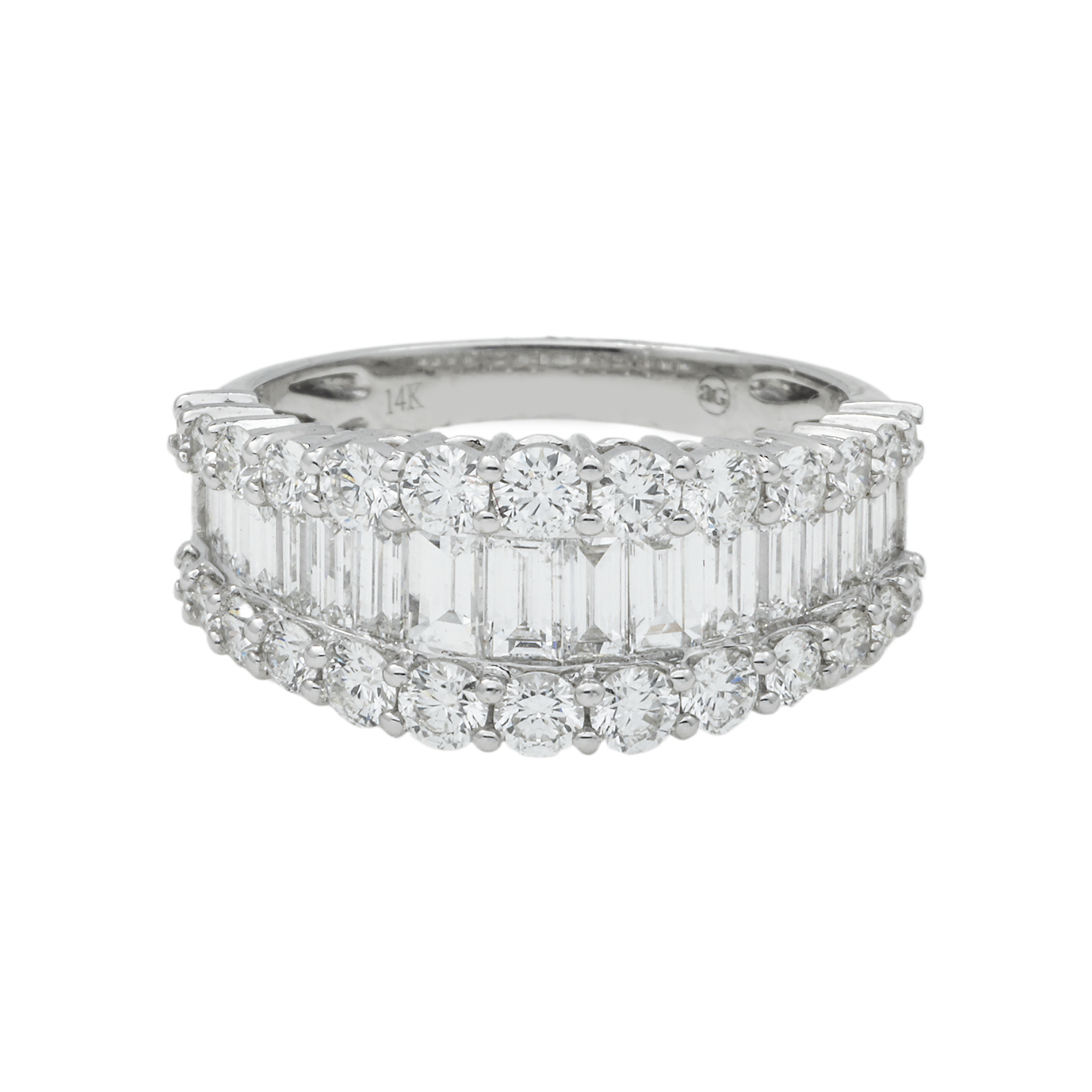 14K GOLD ROUND AND BAGUETTE DIAMOND RING 2.40 CT
