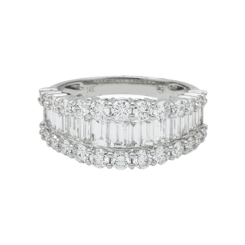 14K GOLD ROUND AND BAGUETTE DIAMOND RING 2.40 CT