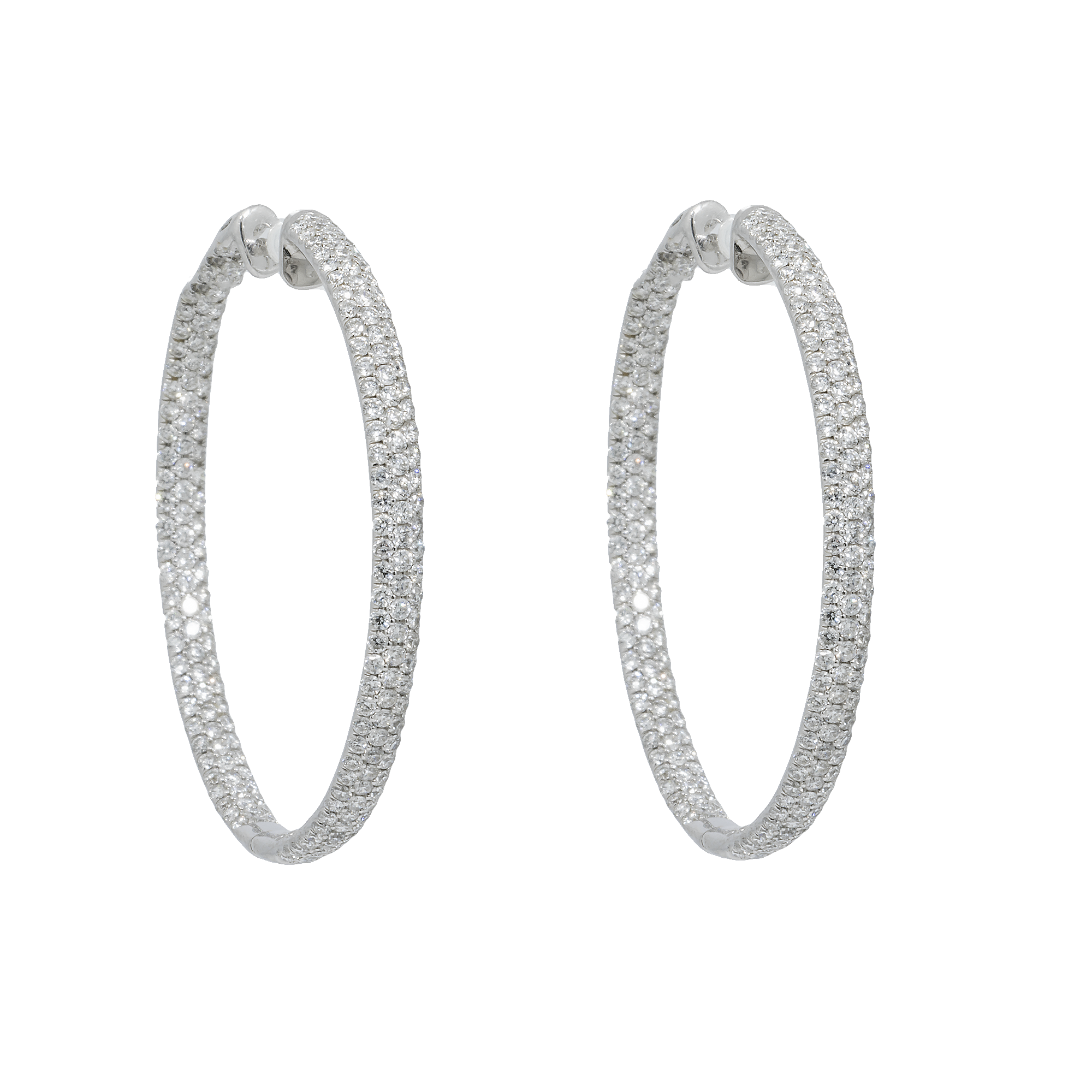 18K GOLD DIAMOND HOOP EARRINGS 6.13 CTW