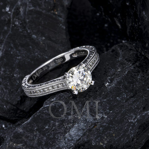 18K GOLD SOLITAIRE WITH SIDE STONES LAB DIAMOND ENGAGEMENT RING 1.30 CTW