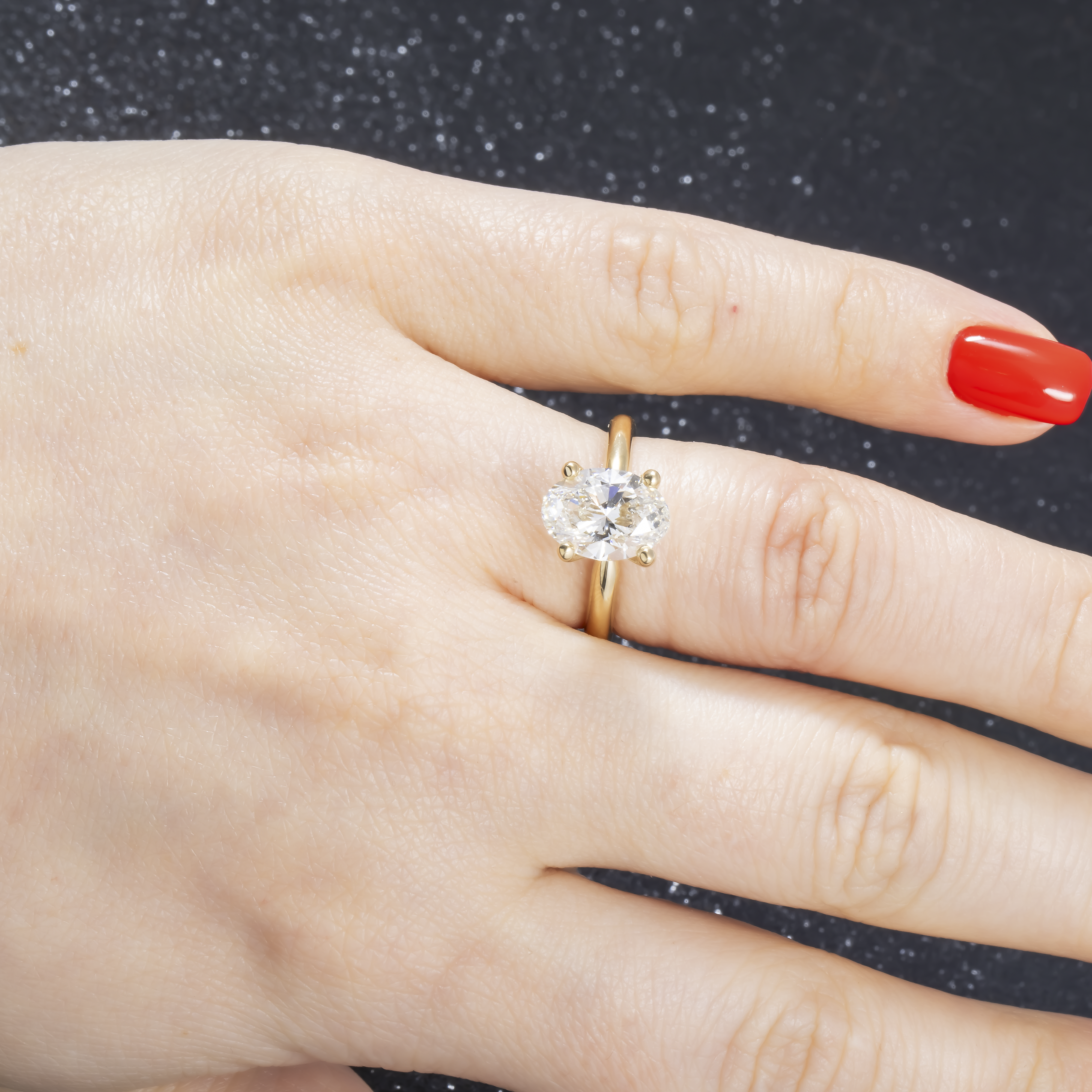 14K GOLD SOLITAIRE OVAL LAB DIAMOND ENGAGEMENT RING 2.63 CTW