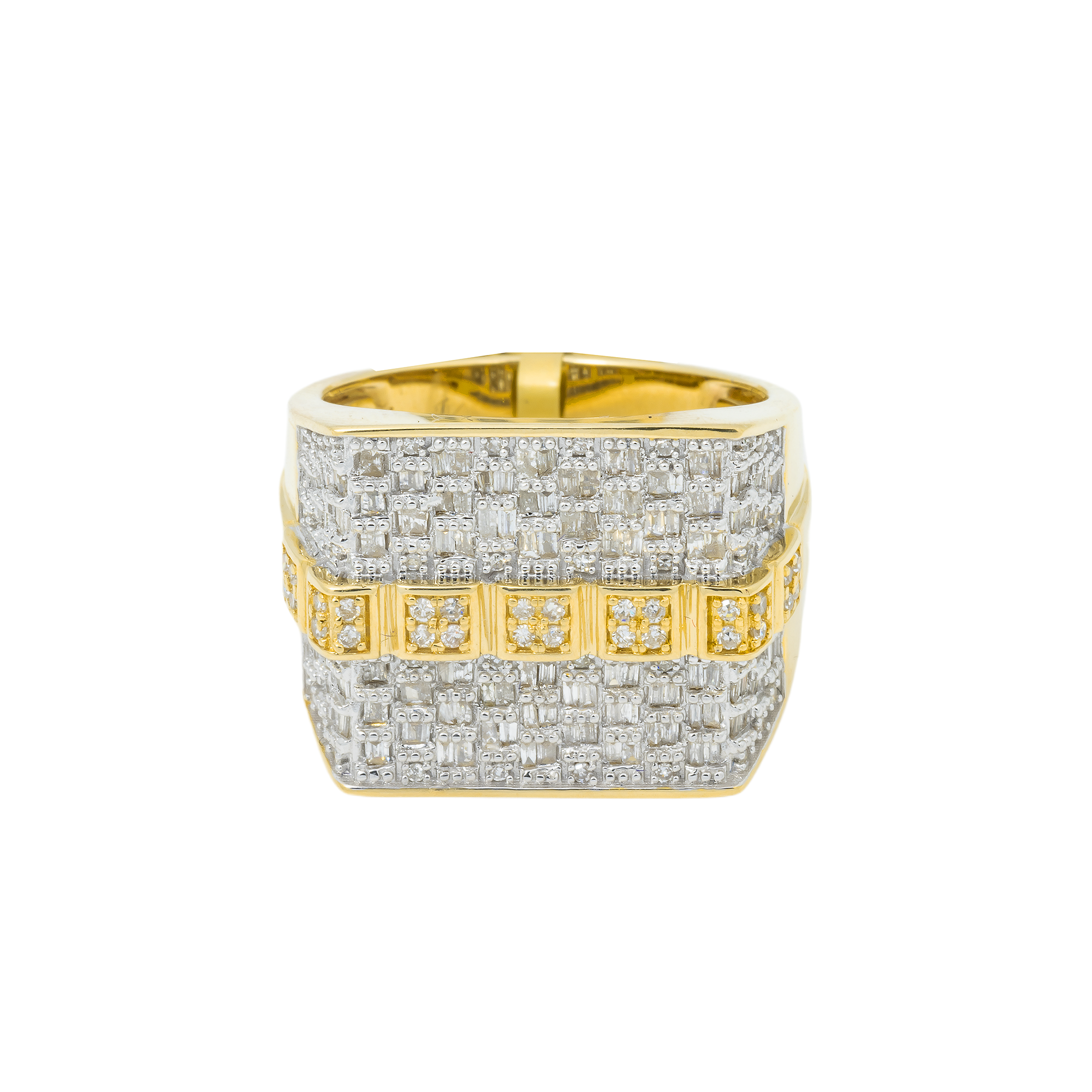 14K GOLD BAGUETTE DIAMOND CLUSTER STATEMENT RING 1.00 CT