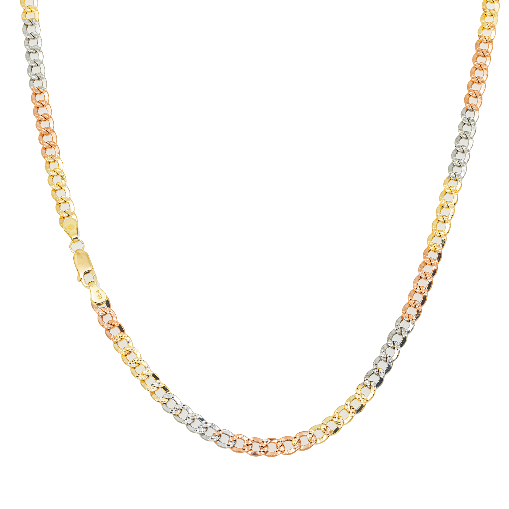 14K GOLD TRICOLOR 5.2MM CUBAN LINK CHAIN