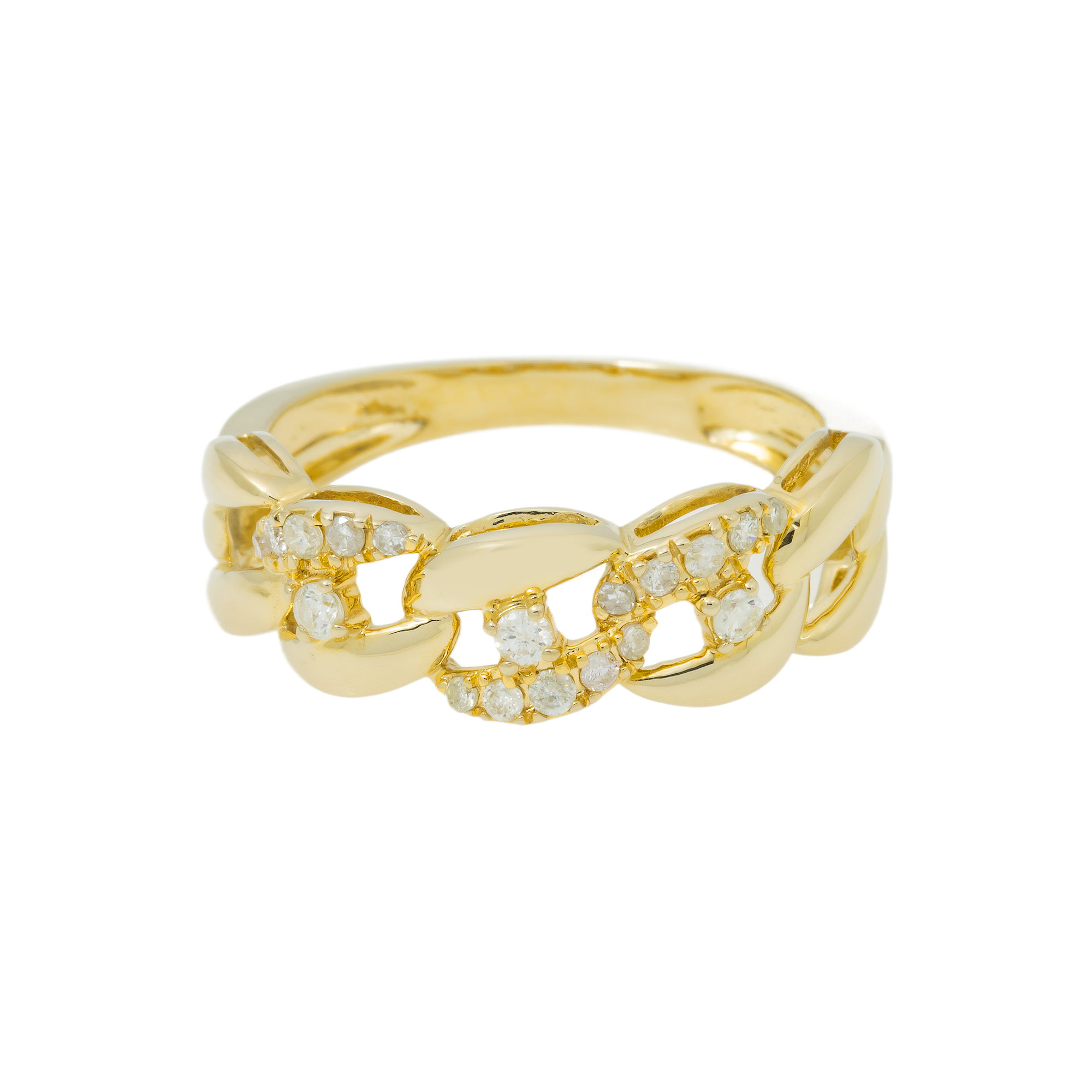 10K GOLD ROUND DIAMOND OPEN LINK RING 0.21 CT