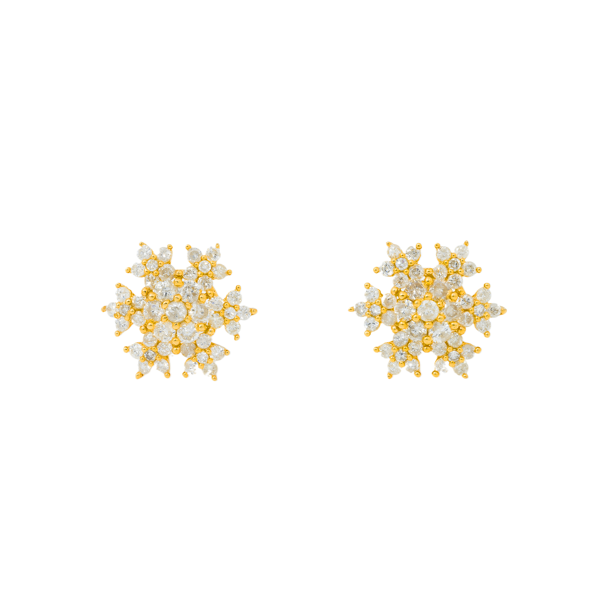 14K GOLD ROUND DIAMOND SNOWFLAKE EARRINGS 0.89 CTW