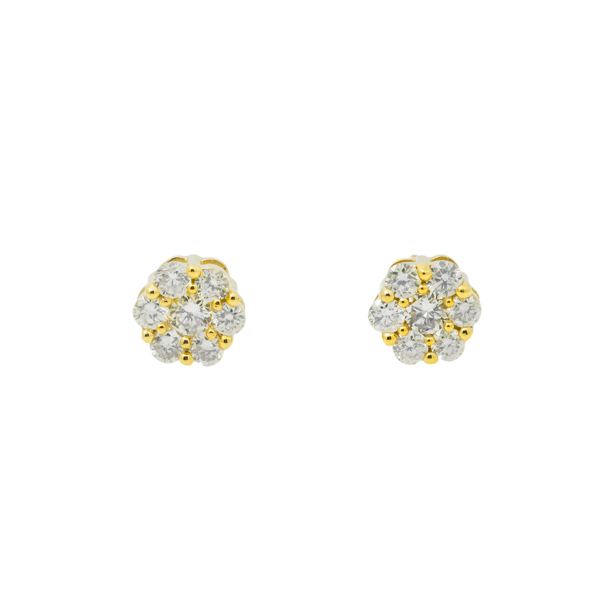 14K GOLD ROUND DIAMOND CLUSTER STUD EARRINGS 0.51 CTW