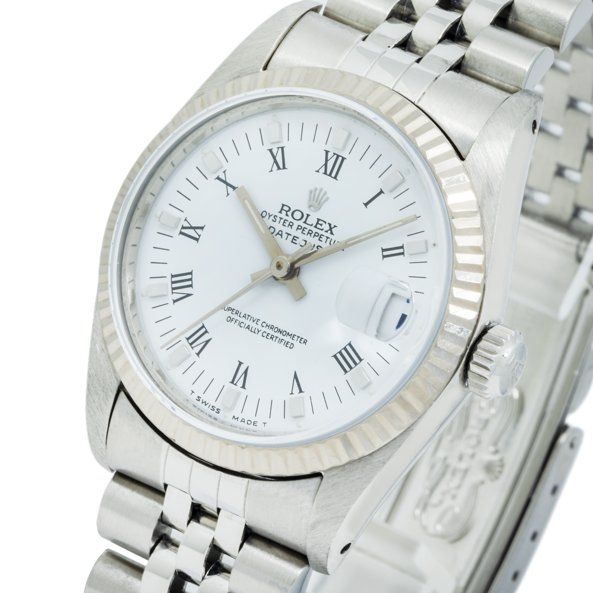 Rolex Datejust 31MM 78274 White Roman Dial Fluted Bezel Stainless Steel Jubilee Bracelet