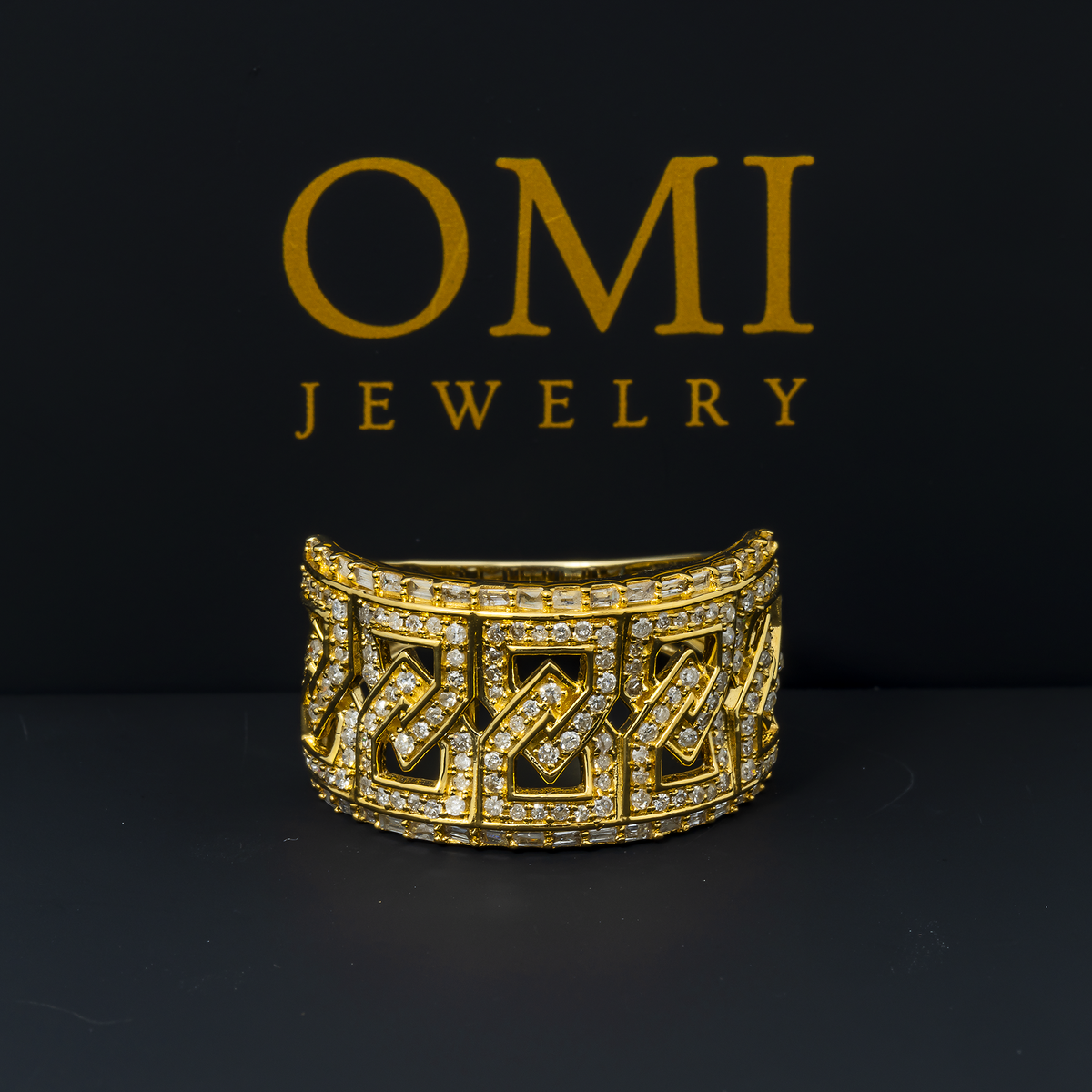 14K GOLD ROUND AND BAGUETTE DIAMOND STATEMENT RING 0.76 CT