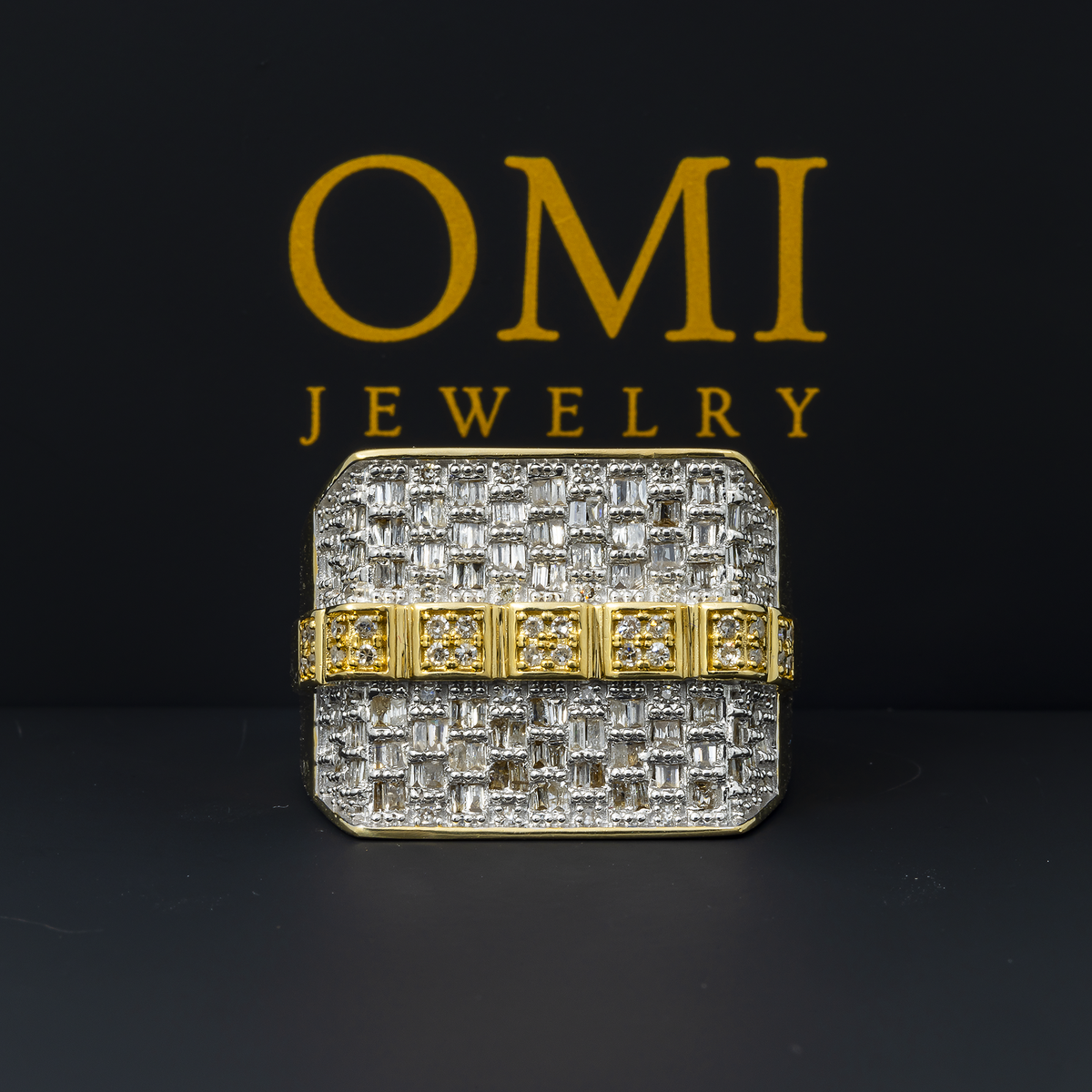 14K GOLD BAGUETTE DIAMOND CLUSTER STATEMENT RING 1.00 CT