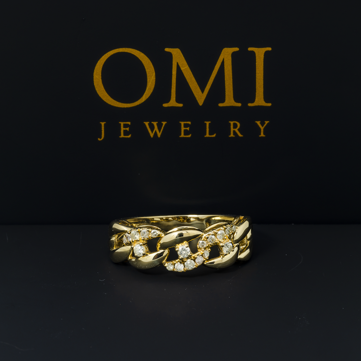 10K GOLD ROUND DIAMOND OPEN LINK RING 0.21 CT