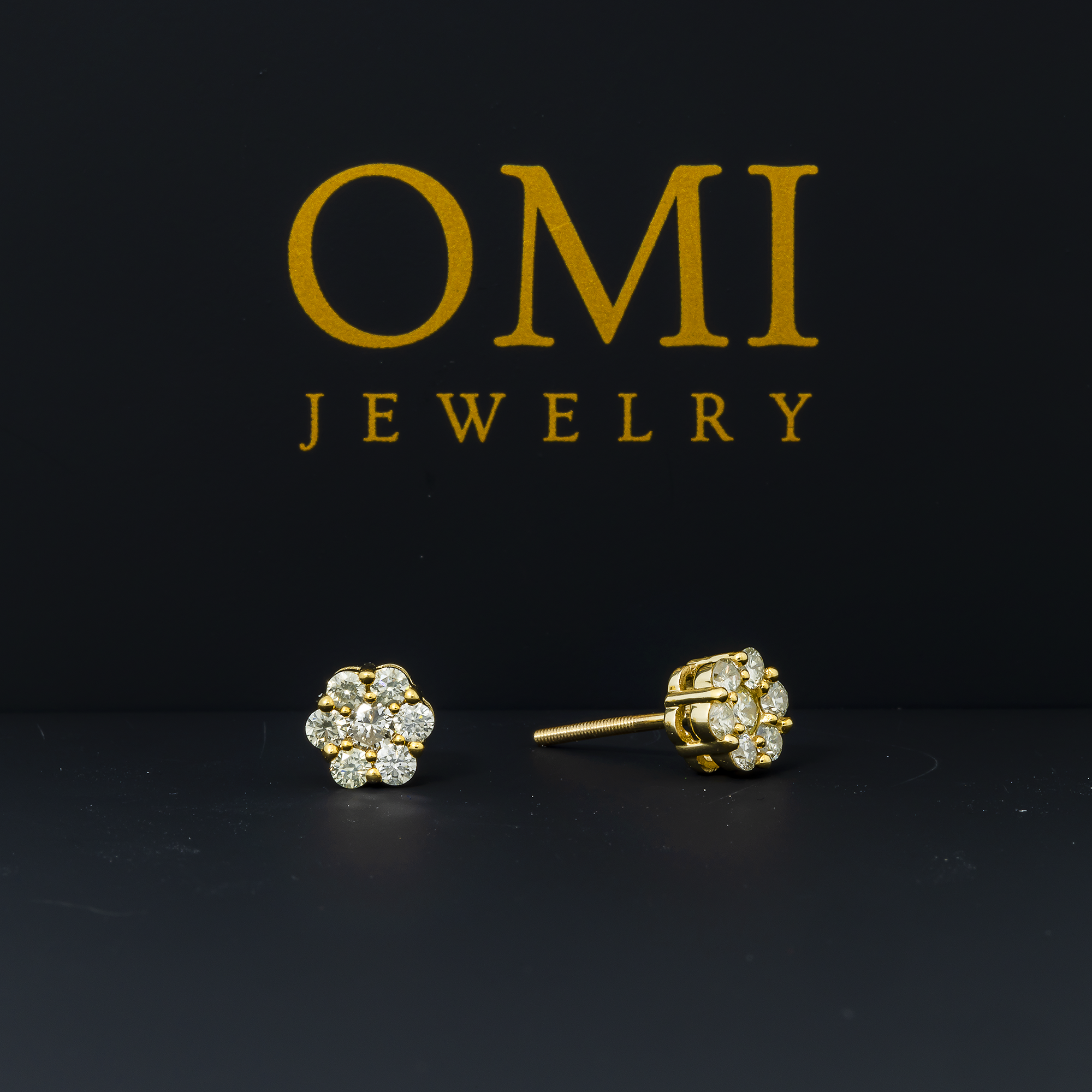 14K GOLD ROUND DIAMOND CLUSTER STUD EARRINGS 0.51 CTW