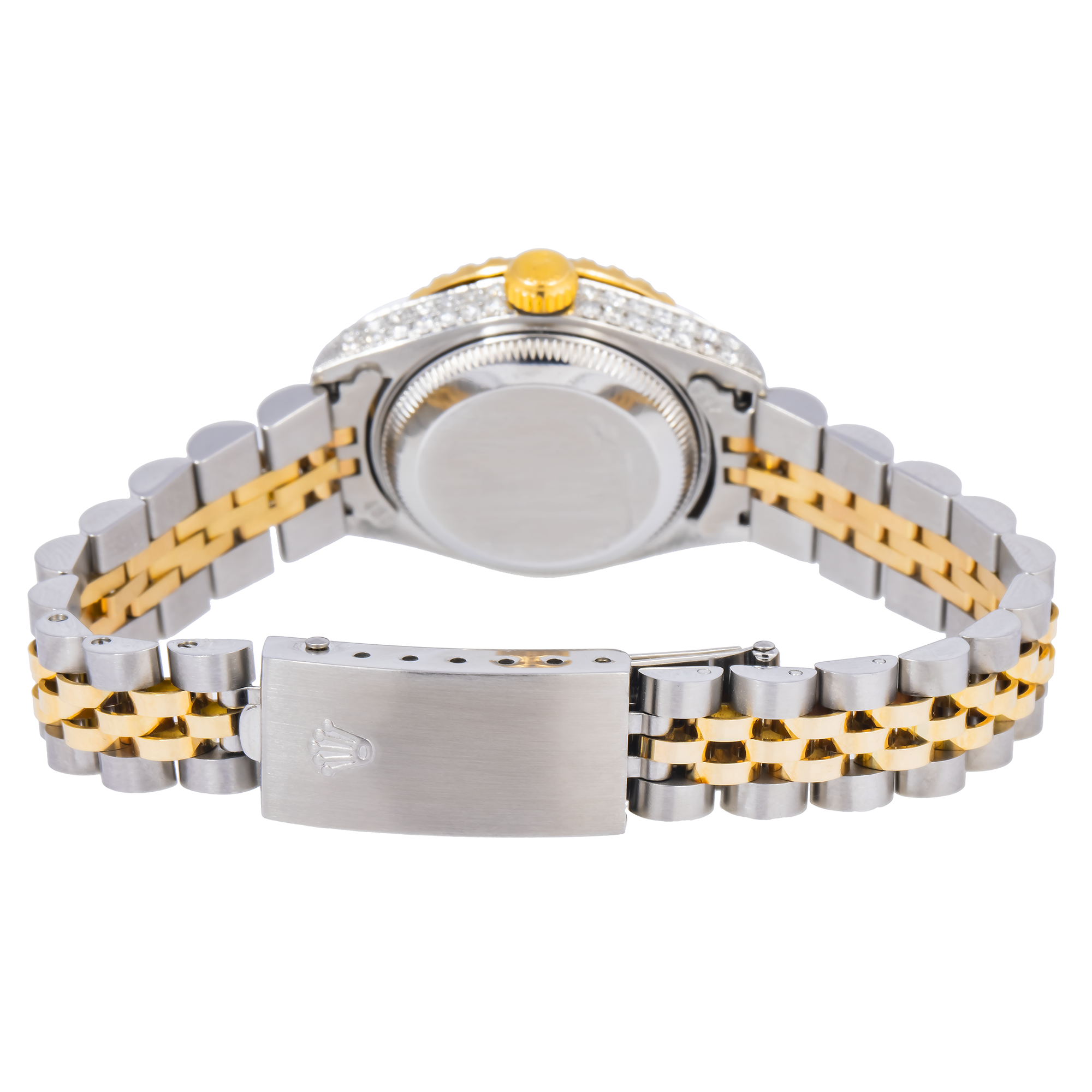 Rolex Datejust 26MM 6917 White Mother of Pearl Diamond Dial Diamond Bezel Two Tone Yellow Gold Jubilee Bracelet 2.75ct