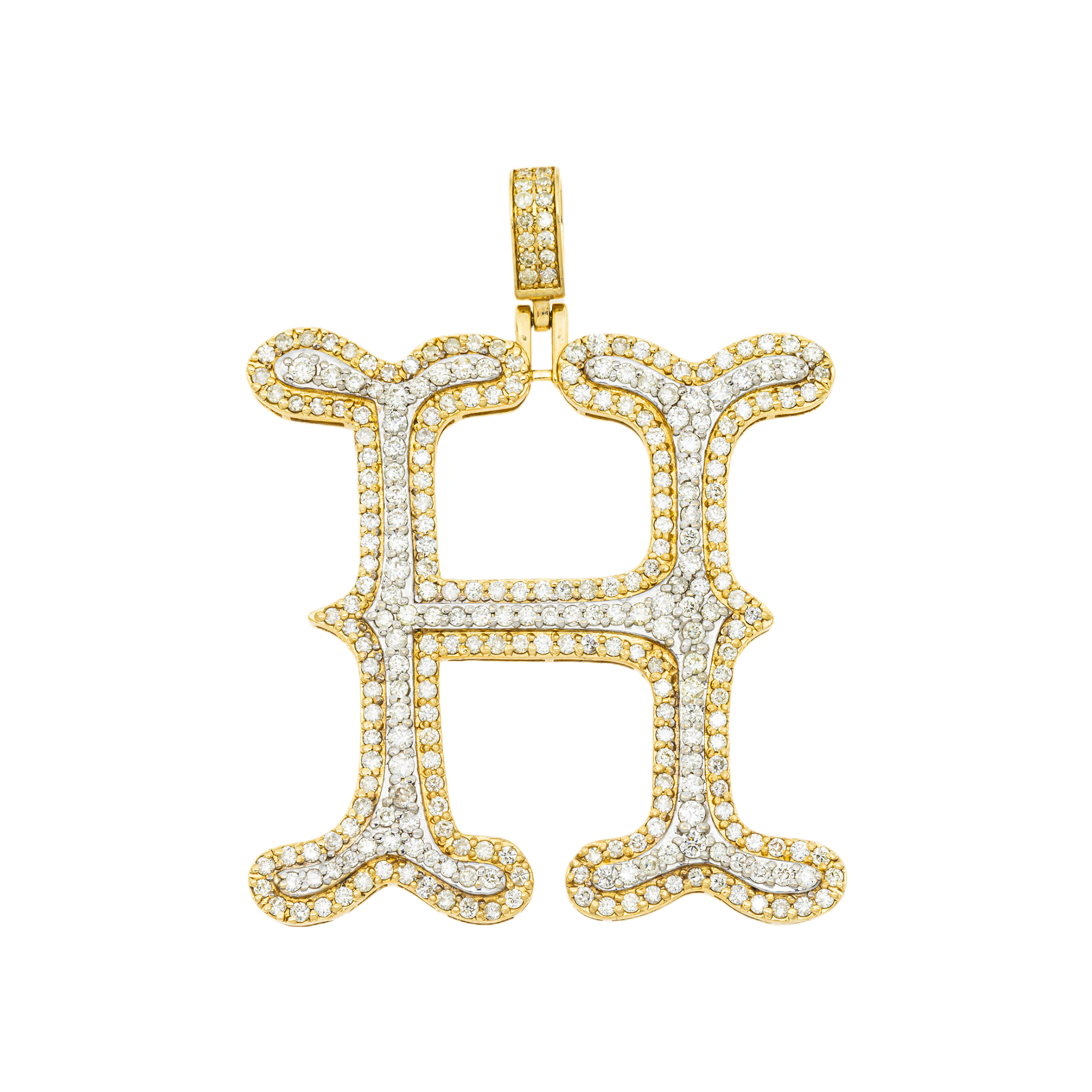 10K GOLD DIAMOND INITIAL LETTER H PENDANT 3.71 CT