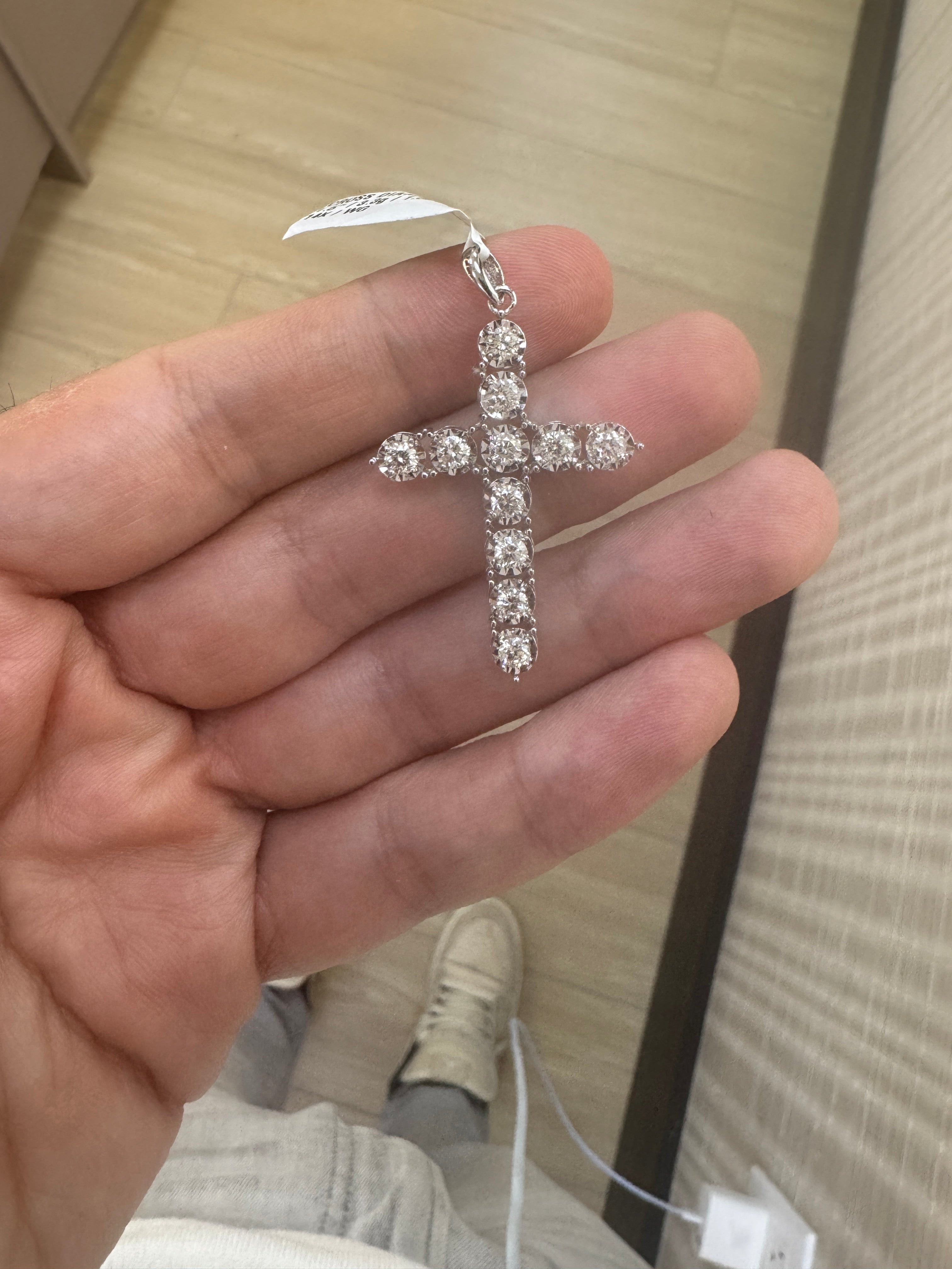 14k whit gold cross
