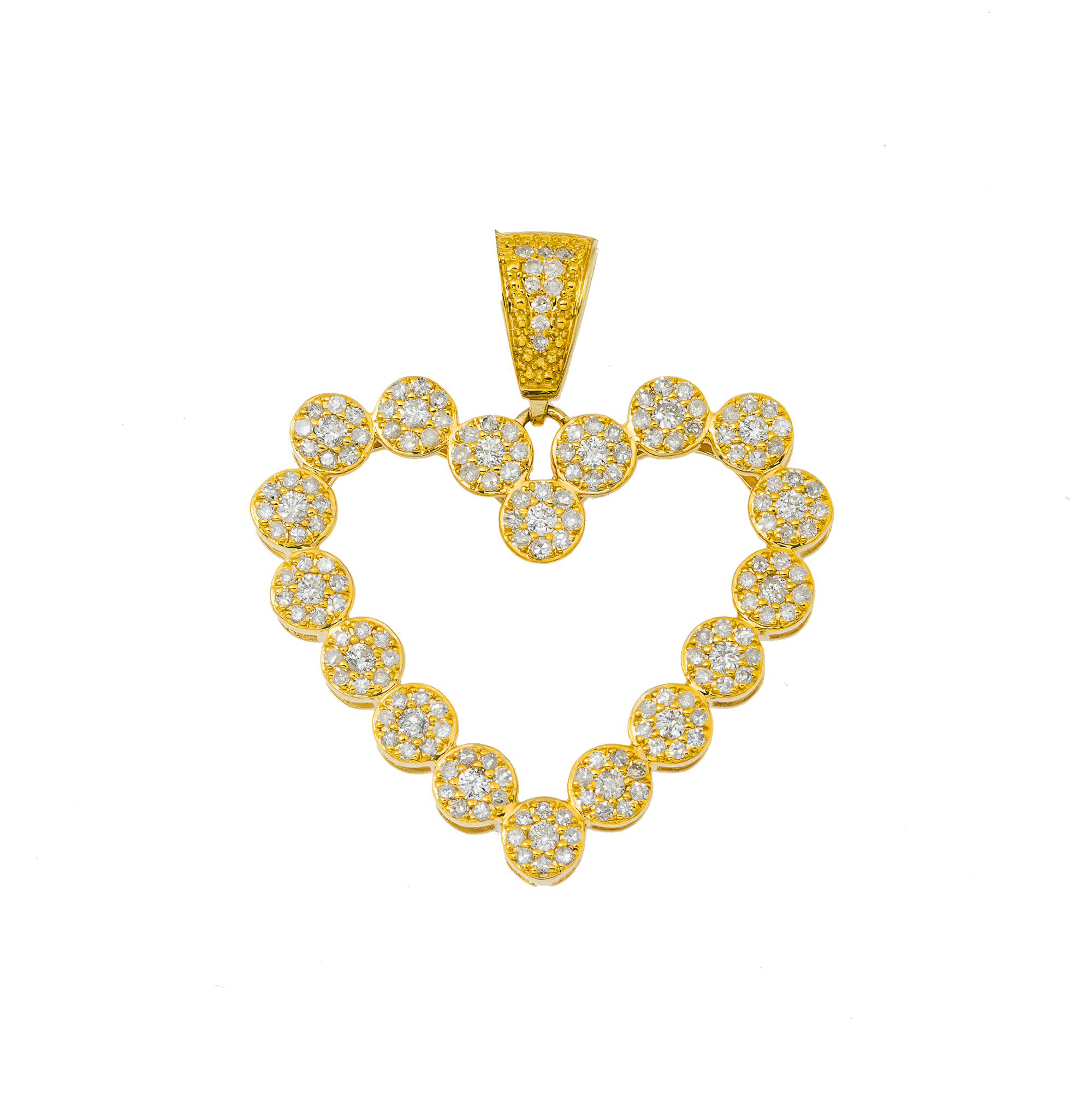 14K GOLD ROUND DIAMOND OPEN HEART PENDANT 1.20 CT